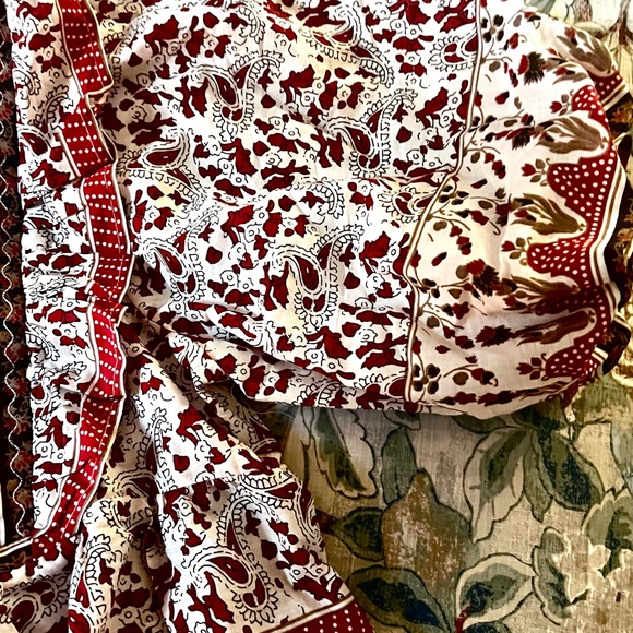 NWT,Calypso St Barth,Quilted Bib-Front Boho Folk Print Cotton Blouse,Size M - Picture 13 of 15